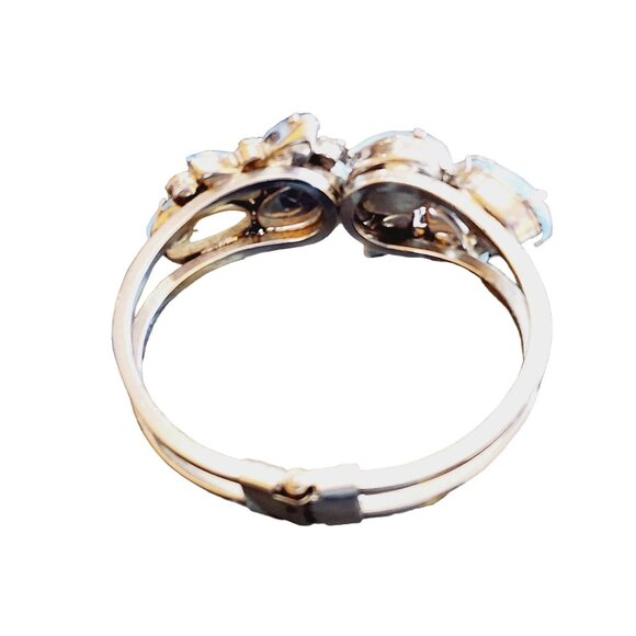 Vintage Frosted Glass Rhinestone Clamper Bracelet (A1722) - Picture 4 of 5